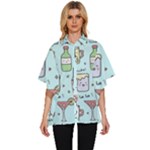 Drinks Cocktails Doodle Coffee Women s Batwing Button Up Shirt