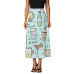 Drinks Cocktails Doodle Coffee Classic Midi Chiffon Skirt