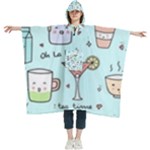 Drinks Cocktails Doodle Coffee Women s Hooded Rain Ponchos