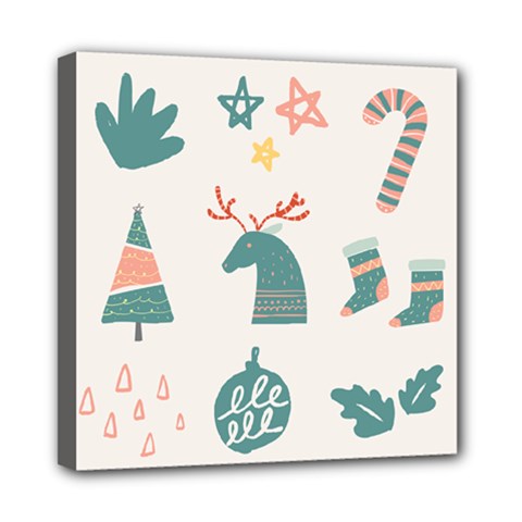 Reindeer Stars Socks Stick Mini Canvas 8  x 8  (Stretched) from ArtsNow.com