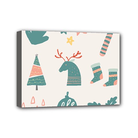 Reindeer Stars Socks Stick Mini Canvas 7  x 5  (Stretched) from ArtsNow.com