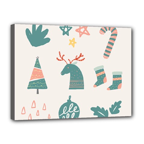 Reindeer Stars Socks Stick Canvas 16  x 12  (Stretched) from ArtsNow.com