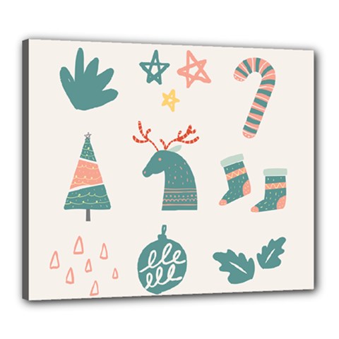 Reindeer Stars Socks Stick Canvas 24  x 20  (Stretched) from ArtsNow.com