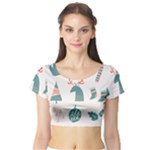 Reindeer Stars Socks Stick Short Sleeve Crop Top