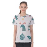 Reindeer Stars Socks Stick Women s Cotton T-Shirt