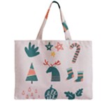 Reindeer Stars Socks Stick Zipper Mini Tote Bag