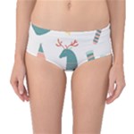 Reindeer Stars Socks Stick Mid-Waist Bikini Bottoms