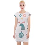 Reindeer Stars Socks Stick Cap Sleeve Bodycon Dress