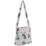Reindeer Stars Socks Stick Zipper Messenger Bag