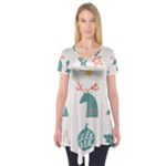 Reindeer Stars Socks Stick Short Sleeve Tunic 