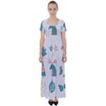 Reindeer Stars Socks Stick High Waist Short Sleeve Maxi Dress