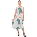Reindeer Stars Socks Stick Midi Tie-Back Chiffon Dress