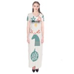 Reindeer Stars Socks Stick Short Sleeve Maxi Dress