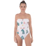 Reindeer Stars Socks Stick Tie Back One Piece Swimsuit