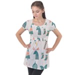 Reindeer Stars Socks Stick Puff Sleeve Tunic Top