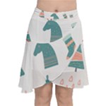 Reindeer Stars Socks Stick Chiffon Wrap Front Skirt