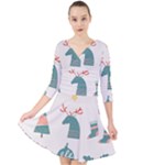 Reindeer Stars Socks Stick Quarter Sleeve Front Wrap Dress