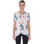 Reindeer Stars Socks Stick Cut Out Side Drop T-Shirt