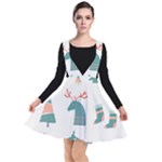 Reindeer Stars Socks Stick Plunge Pinafore Dress
