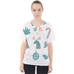 Reindeer Stars Socks Stick V-Neck Dolman Drape Top