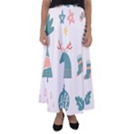 Reindeer Stars Socks Stick Flared Maxi Skirt