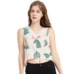 Reindeer Stars Socks Stick V-Neck Cropped Tank Top