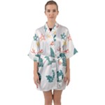 Reindeer Stars Socks Stick Half Sleeve Satin Kimono 