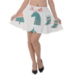 Reindeer Stars Socks Stick Velvet Skater Skirt