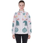 Reindeer Stars Socks Stick Women s High Neck Windbreaker