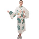 Reindeer Stars Socks Stick Maxi Velvet Kimono