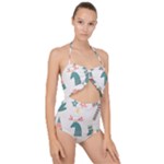 Reindeer Stars Socks Stick Scallop Top Cut Out Swimsuit