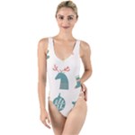 Reindeer Stars Socks Stick High Leg Strappy Swimsuit