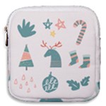 Reindeer Stars Socks Stick Mini Square Pouch
