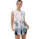Reindeer Stars Socks Stick Sleeveless Chiffon Button Shirt