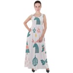 Reindeer Stars Socks Stick Empire Waist Velour Maxi Dress