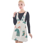 Reindeer Stars Socks Stick Plunge Pinafore Velour Dress