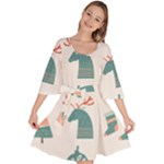 Reindeer Stars Socks Stick Velour Kimono Dress
