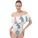 Reindeer Stars Socks Stick Off Shoulder Velour Bodysuit 
