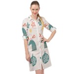 Reindeer Stars Socks Stick Long Sleeve Mini Shirt Dress