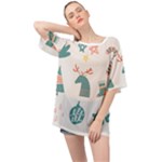 Reindeer Stars Socks Stick Oversized Chiffon Top