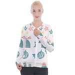 Reindeer Stars Socks Stick Casual Zip Up Jacket