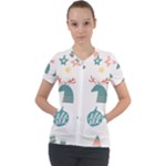 Reindeer Stars Socks Stick Short Sleeve Zip Up Jacket