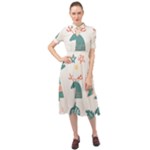 Reindeer Stars Socks Stick Keyhole Neckline Chiffon Dress