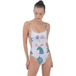Reindeer Stars Socks Stick Tie Strap One Piece Swimsuit