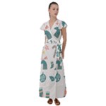Reindeer Stars Socks Stick Flutter Sleeve Maxi Dress