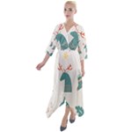Reindeer Stars Socks Stick Quarter Sleeve Wrap Front Maxi Dress
