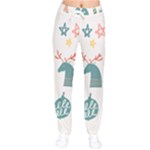 Reindeer Stars Socks Stick Women Velvet Drawstring Pants