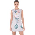 Reindeer Stars Socks Stick Lace Up Front Bodycon Dress