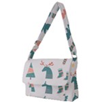 Reindeer Stars Socks Stick Full Print Messenger Bag (L)