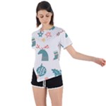 Reindeer Stars Socks Stick Asymmetrical Short Sleeve Sports T-Shirt
